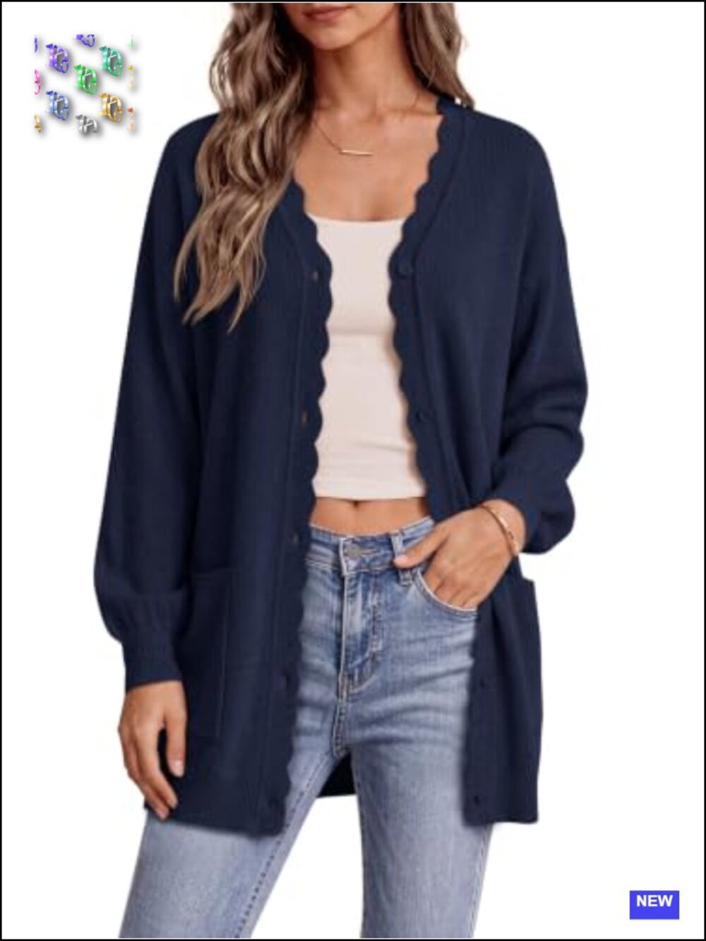 Oversized V-Neck Button Down Cardigan Sweater with Pockets